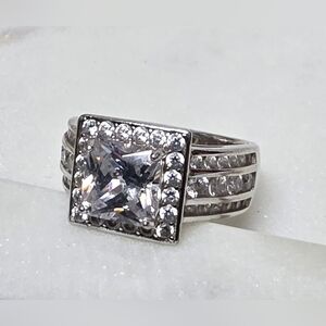 BELLA LUCE 9.05CTW Rhodium Over Sterling Silver Ring NWT